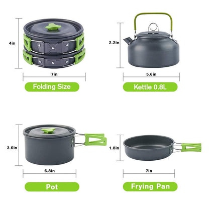Camping Cookware Kit | Steam, Boil & Fry Multi-Function Set | Lightweight & Durable