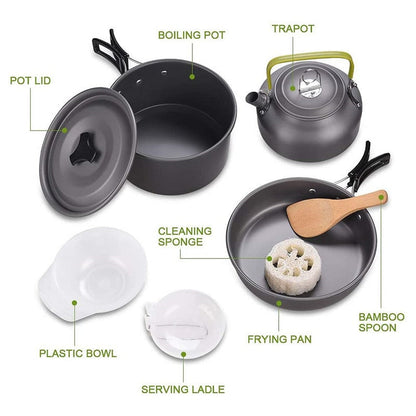 Camping Cookware Kit | Steam, Boil & Fry Multi-Function Set | Lightweight & Durable