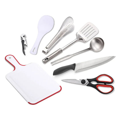 Camping Cookware | Stainless Steel | 9-Piece Set with Carrying Bag | Travel-Friendly