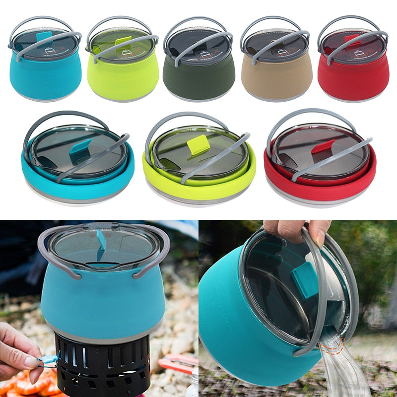 Camping Kettle | Collapsible Design | 1L Stainless Steel | Lightweight for Hiking