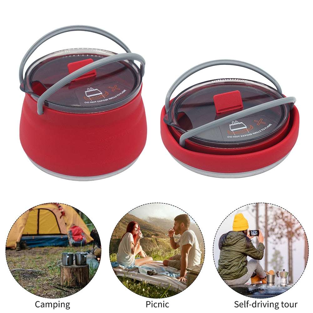 Camping Kettle | Collapsible Design | 1L Stainless Steel | Lightweight for Hiking