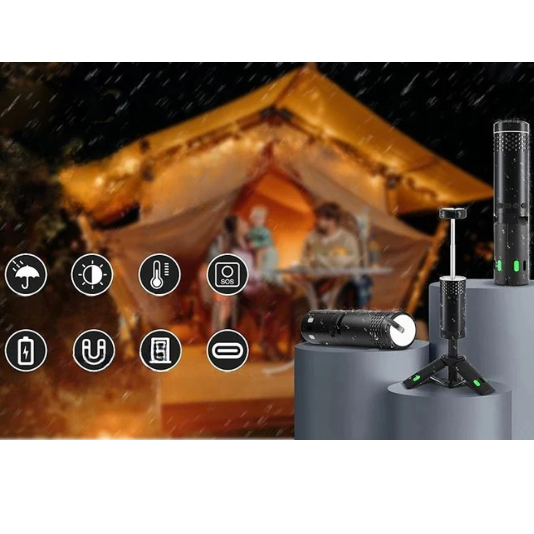 Camping Lantern | Rechargeable Power Bank & Adjustable Brightness | Stainless Steel, Weatherproof