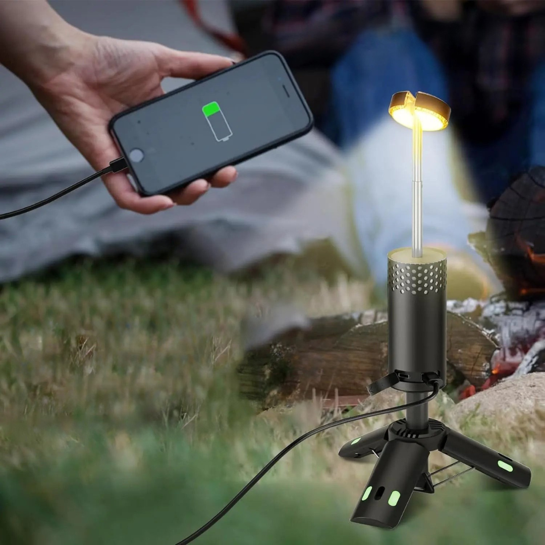 Camping Lantern | Rechargeable Power Bank & Adjustable Brightness | Stainless Steel, Weatherproof