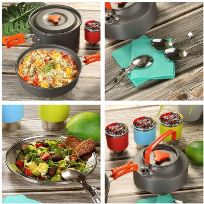 Camping Stove Set 2-4 Person | Portable Gas Stove | Anodized Aluminum Cookware