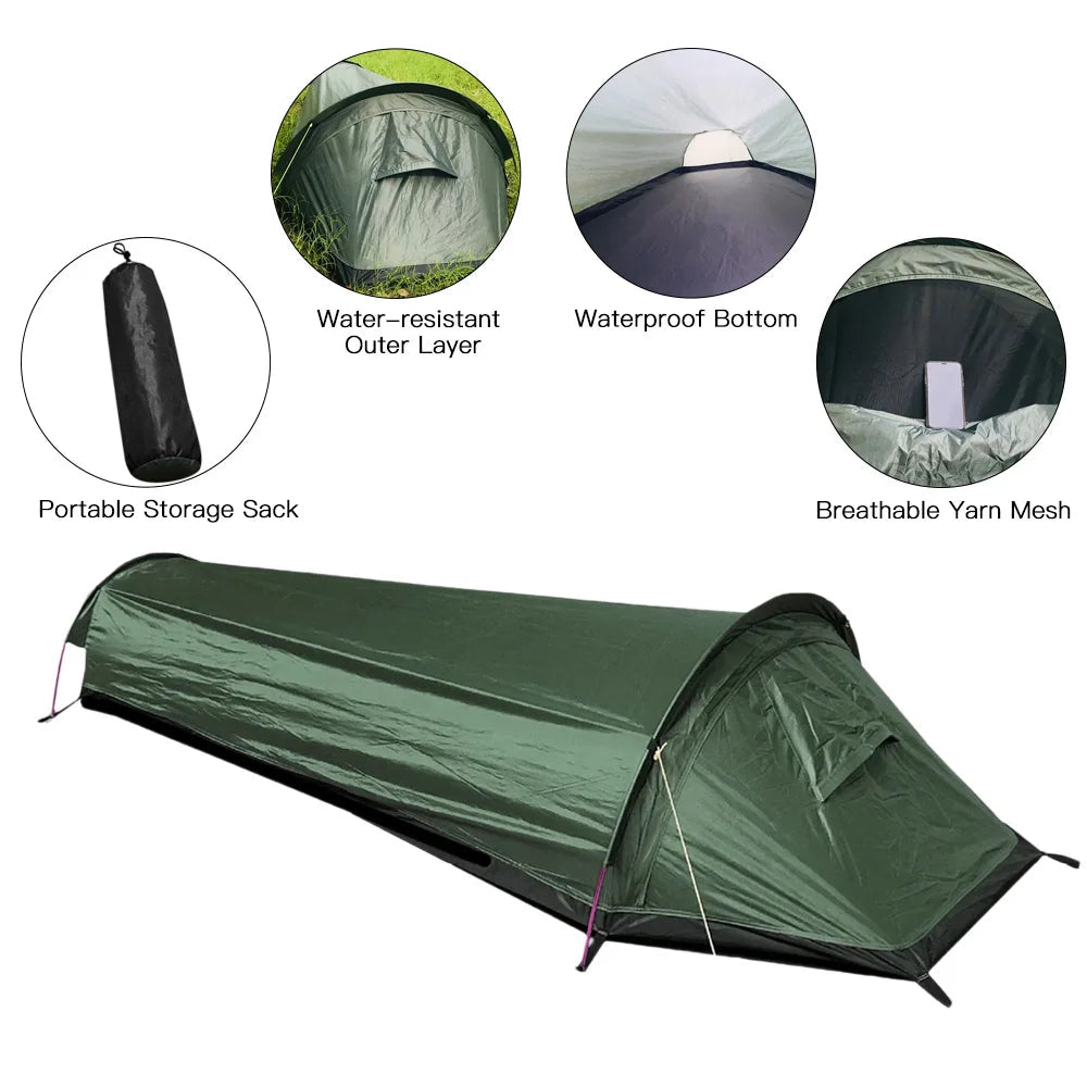 Camping Tent for One | Ultralight & Waterproof | Quick-Setup Aluminum Poles