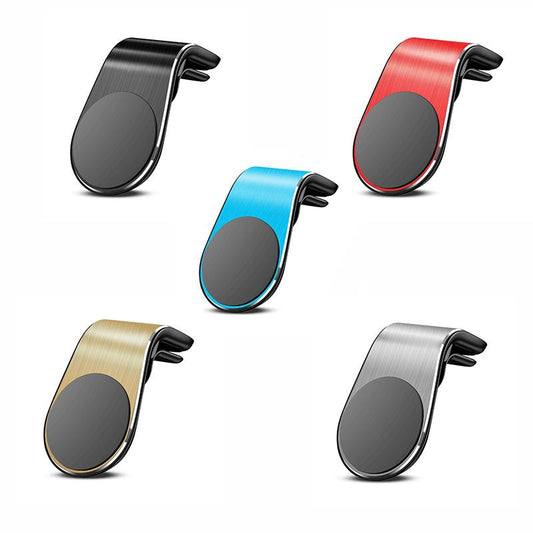 Car Air Vent Phone Holder | L-Shaped Magnetic Mount | Aluminum & Silicone | Universal Fit 3.5-7 in