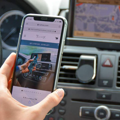 Car Air Vent Phone Holder | L-Shaped Magnetic Mount | Aluminum & Silicone | Universal Fit 3.5-7 in