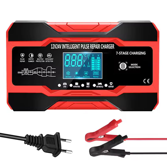 Car Battery Charger | Smart 12V Automatic with LCD Display | Pulse Repair & Overcharge Protection