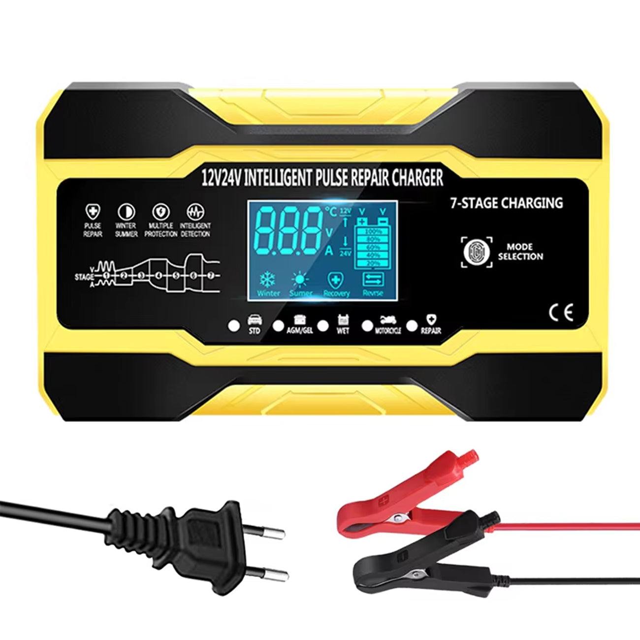 Car Battery Charger | Smart 12V Automatic with LCD Display | Pulse Repair & Overcharge Protection