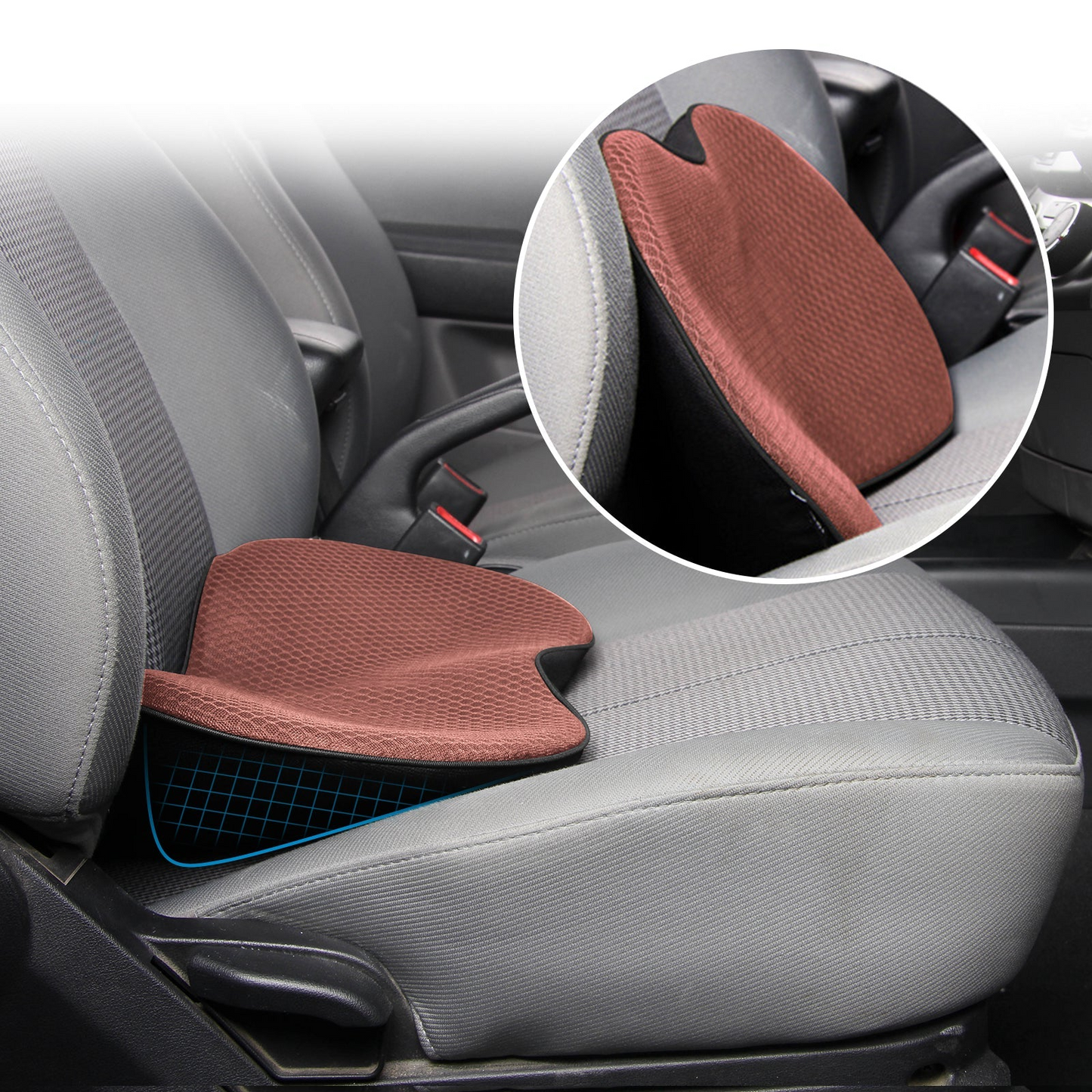 Car Booster Seat Cushion for Adults | Memory Foam Lumbar Support | 3.5 in Height Boost