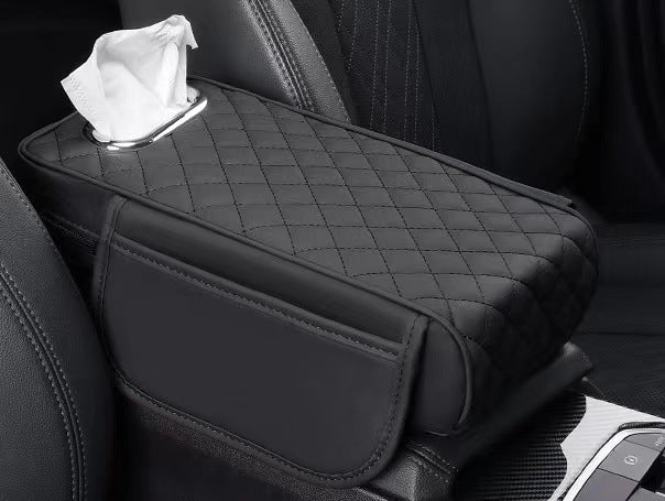 Car Center Console Armrest Cover | Memory Foam Padded | Synthetic Leather & Anti-Slip Backing