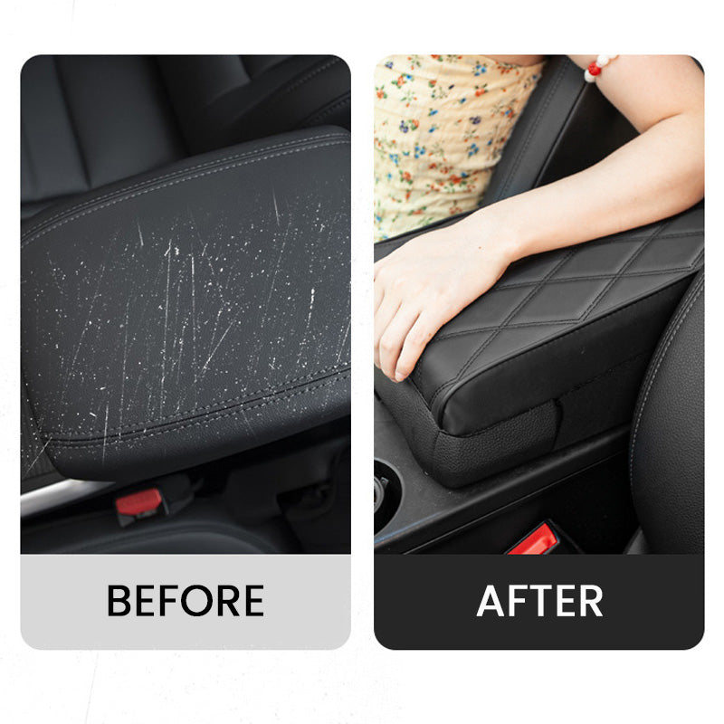 Car Center Console Armrest Cover | Memory Foam Padded | Synthetic Leather & Anti-Slip Backing