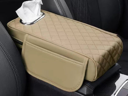 Car Center Console Armrest Cover | Memory Foam Padded | Synthetic Leather & Anti-Slip Backing