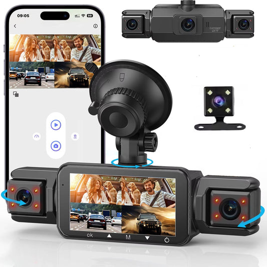 Car Dash Cam | 4-Camera Front & Rear with Night Vision | WiFi App & Loop Recording