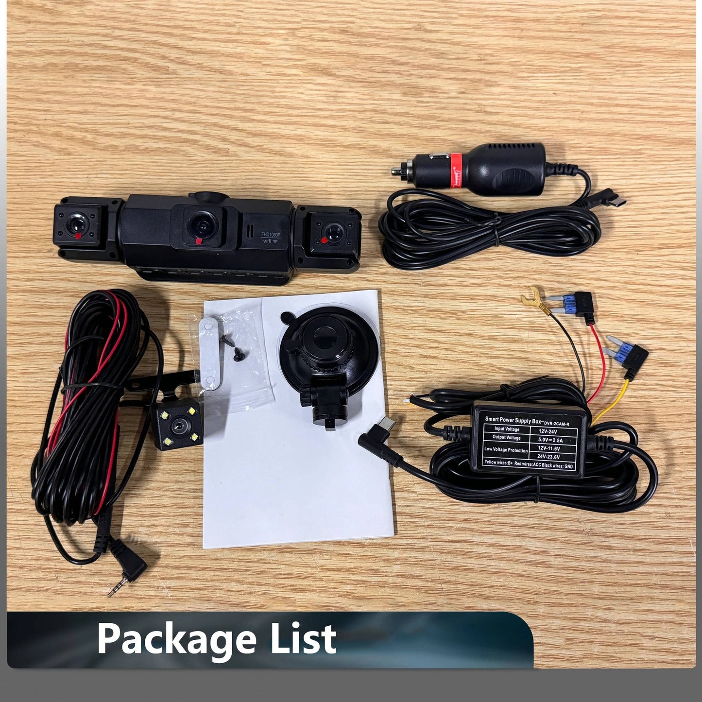 Car Dash Cam | 4-Camera Front & Rear with Night Vision | WiFi App & Loop Recording