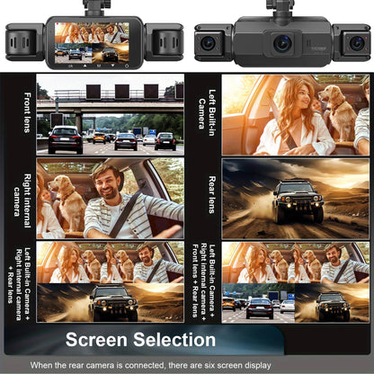 Car Dash Cam | 4-Camera Front & Rear with Night Vision | WiFi App & Loop Recording