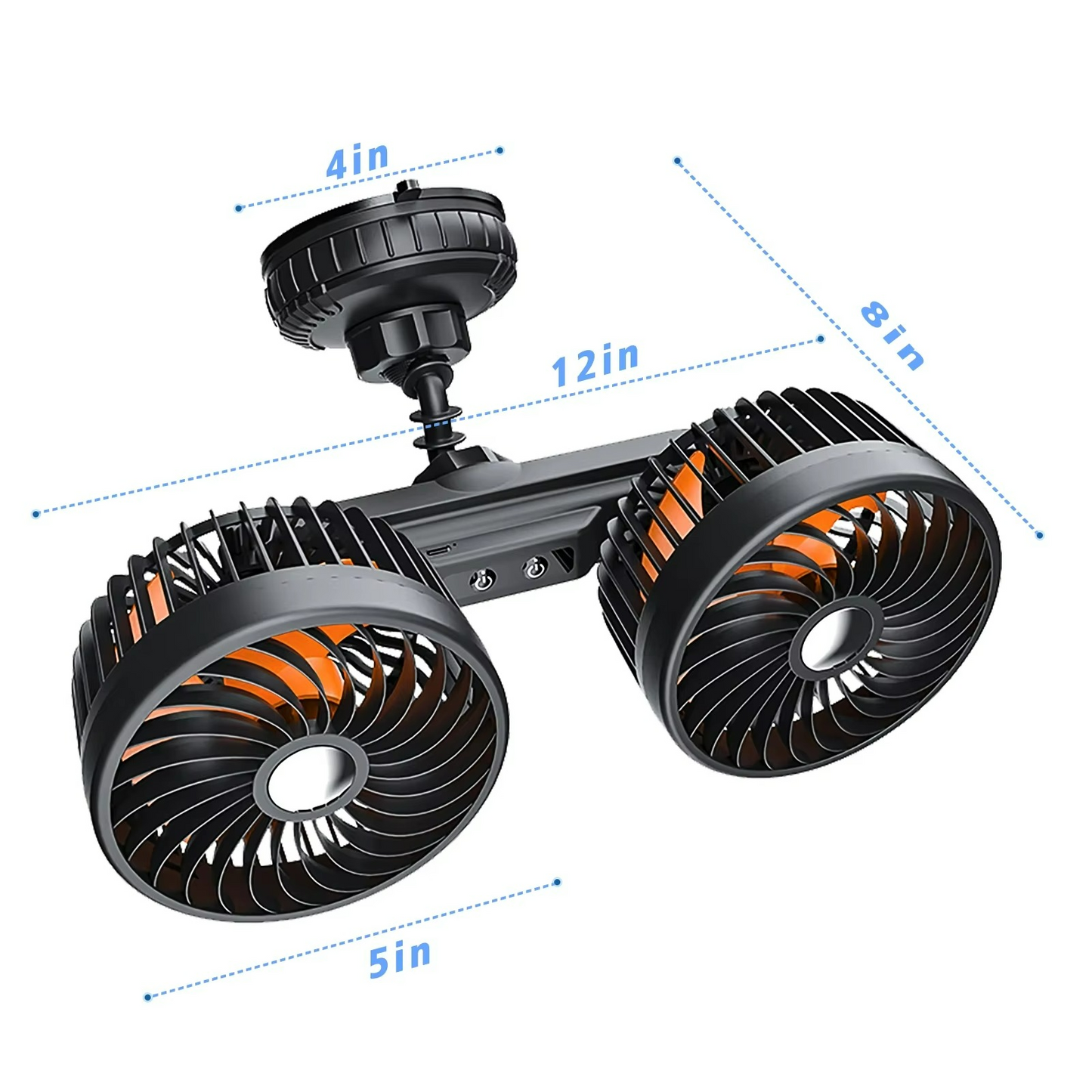 Car Fan | Long Battery Life & Adjustable Speeds | Suction Mount & USB Rechargeable