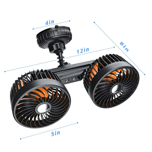 Car Fan | Long Battery Life & Adjustable Speeds | Suction Mount & USB Rechargeable