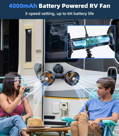 Car Fan | Long Battery Life & Adjustable Speeds | Suction Mount & USB Rechargeable