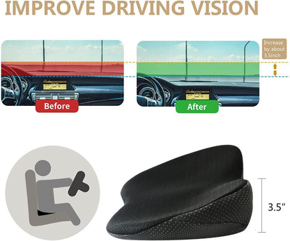 Car Seat Booster for Short Drivers | Ergonomic Memory Foam 3.5in Lift | Removable Breathable Cover