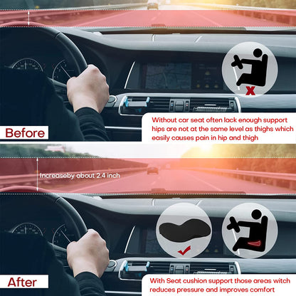 Car Seat Booster for Short Drivers | Ergonomic Memory Foam 3.5in Lift | Removable Breathable Cover