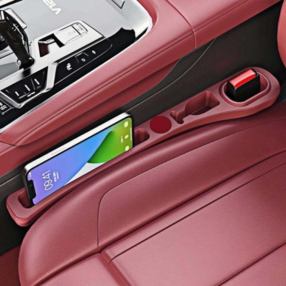 Car Seat Gap Filler Organizer Pair | Faux Leather Slim Profile | Built-In Slots | Organized Storage