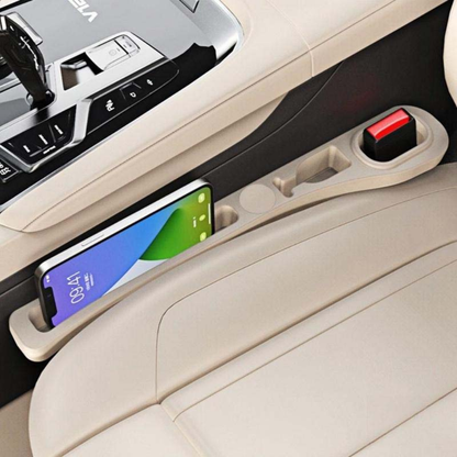Car Seat Gap Filler Organizer Pair | Faux Leather Slim Profile | Built-In Slots | Organized Storage