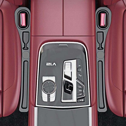 Car Seat Gap Filler Organizer Pair | Faux Leather Slim Profile | Built-In Slots | Organized Storage