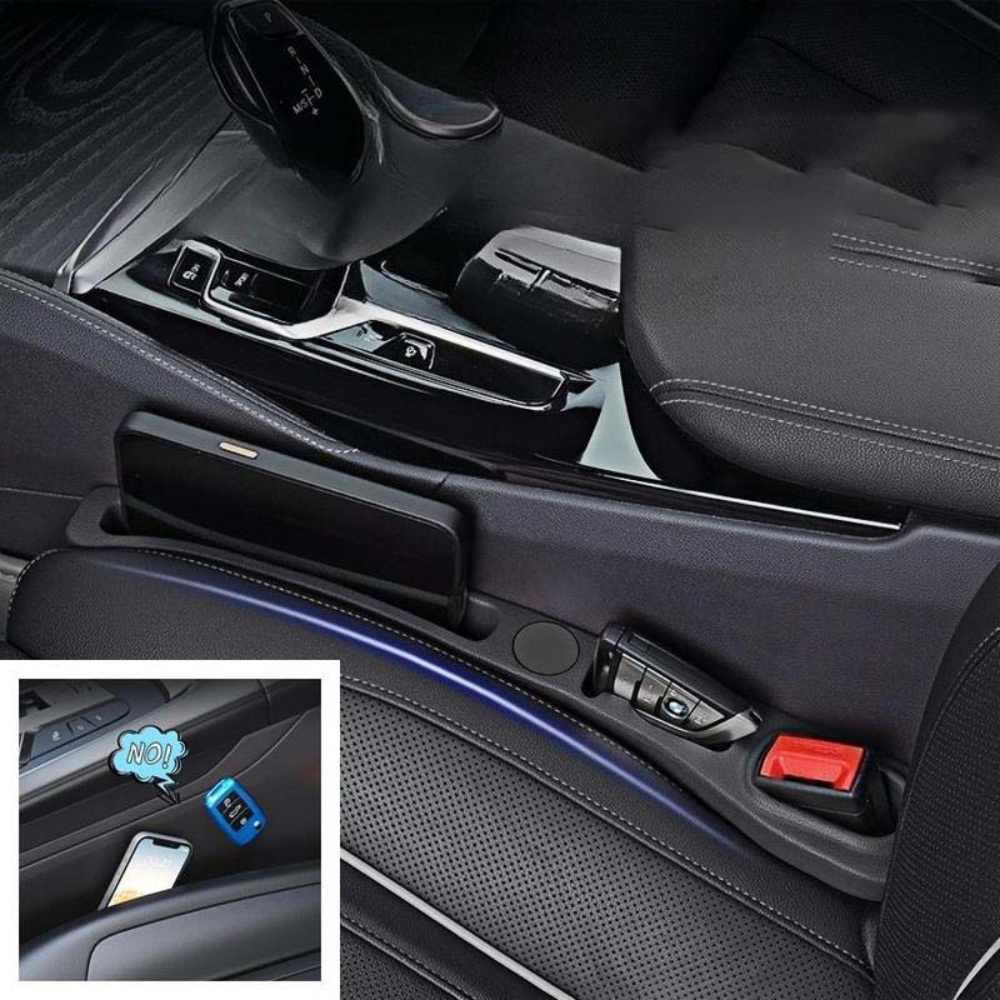 Car Seat Gap Filler Organizer Pair | Faux Leather Slim Profile | Built-In Slots | Organized Storage