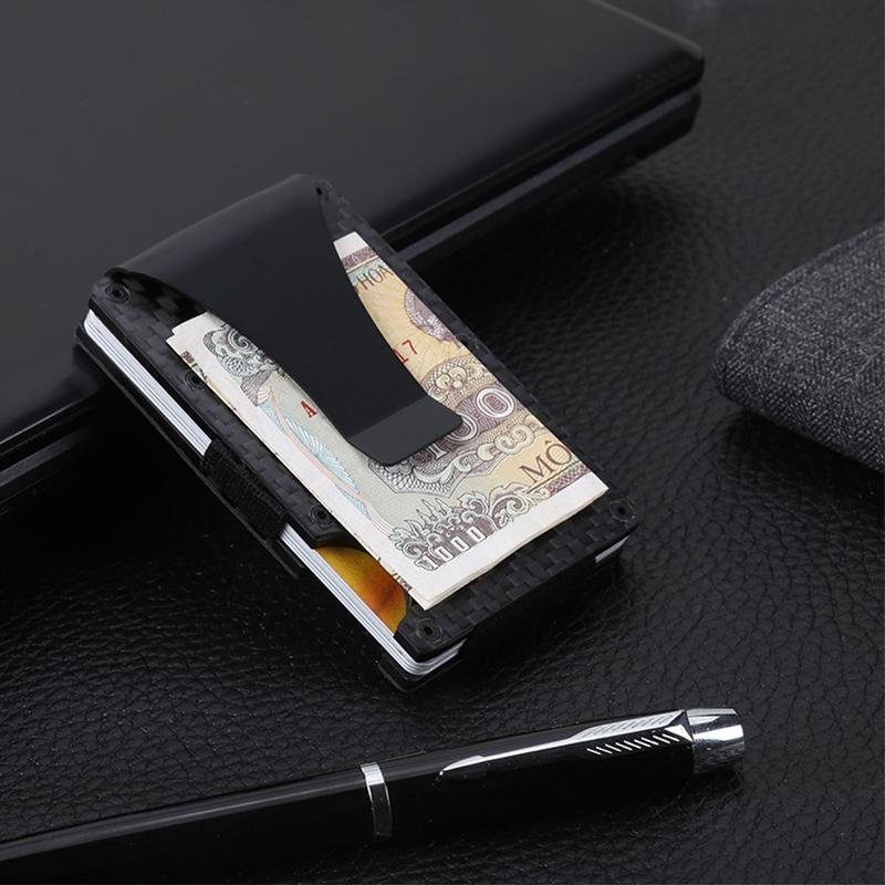 Carbon Fiber Wallet | Slim RFID Blocking | Money Clip & Elastic Sleeve, Holds up to 12 Cards