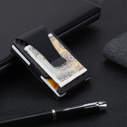 Carbon Fiber Wallet | Slim RFID Blocking | Money Clip & Elastic Sleeve, Holds up to 12 Cards