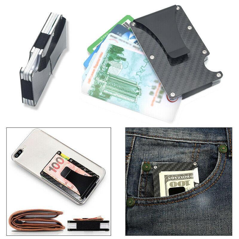 Carbon Fiber Wallet | Slim RFID Blocking | Money Clip & Elastic Sleeve, Holds up to 12 Cards