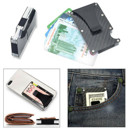 Carbon Fiber Wallet | Slim RFID Blocking | Money Clip & Elastic Sleeve, Holds up to 12 Cards