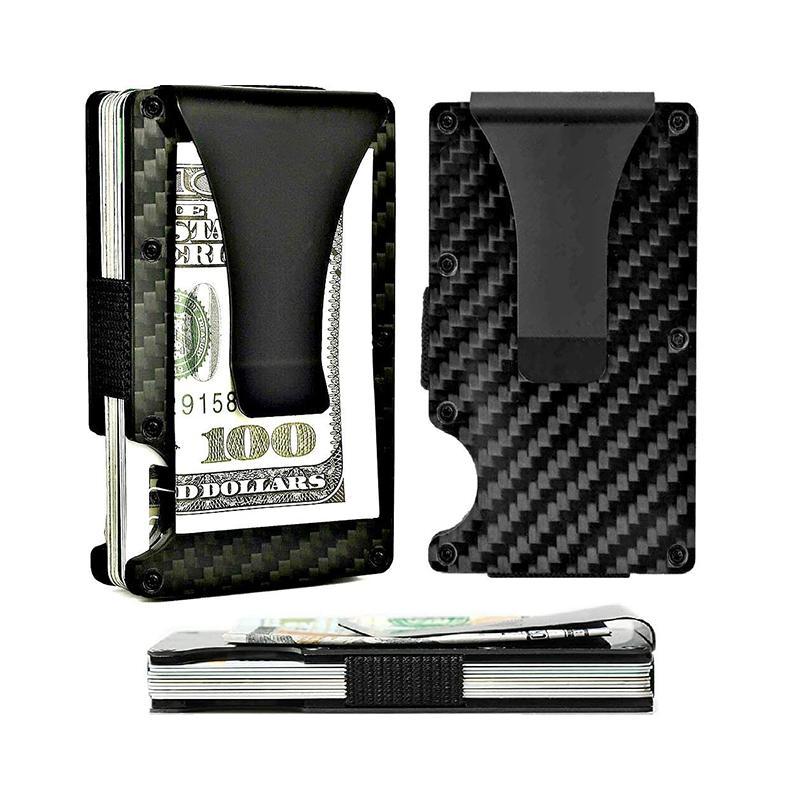 Carbon Fiber Wallet | Slim RFID Blocking | Money Clip & Elastic Sleeve, Holds up to 12 Cards