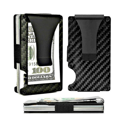 Carbon Fiber Wallet | Slim RFID Blocking | Money Clip & Elastic Sleeve, Holds up to 12 Cards