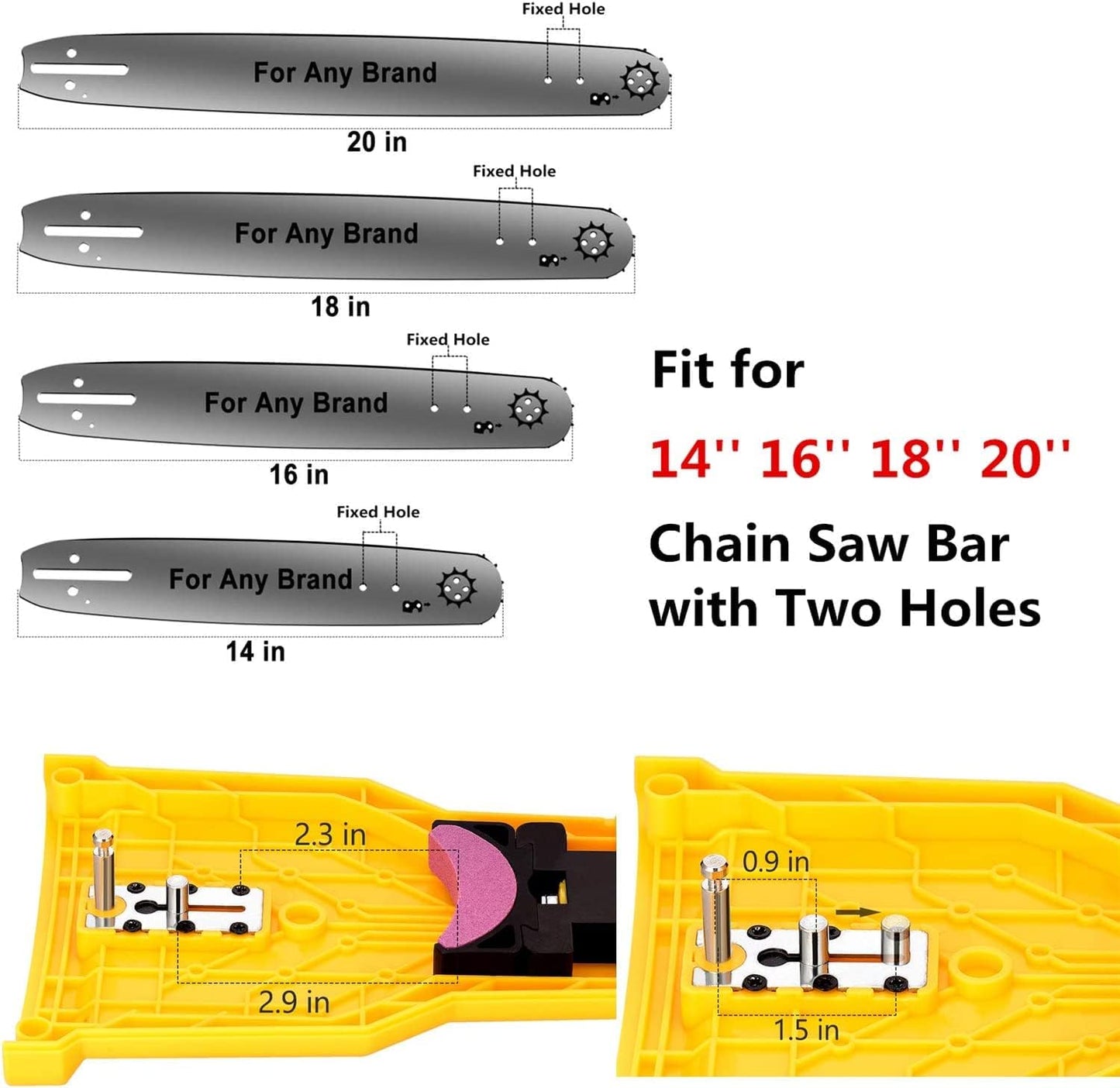 Chainsaw Chain Sharpener | Precision Sharpening | Fits 14-20 in Bars & Grinding Stone Included