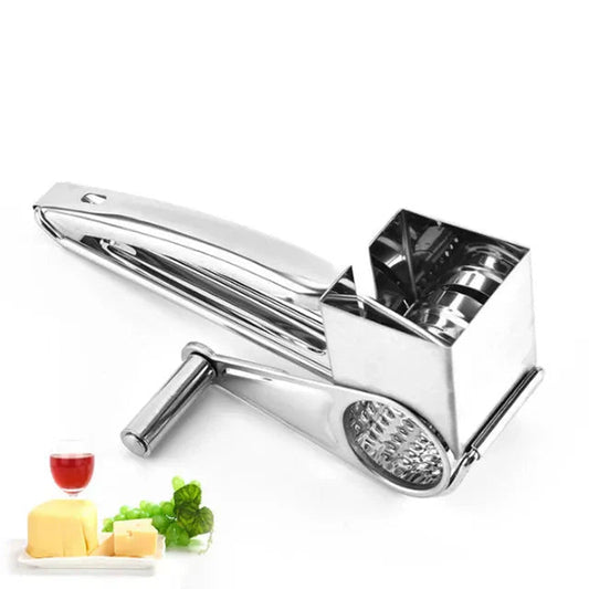 Cheese Grater | 3 Interchangeable Cutters | Stainless Steel & Comfort-Grip Handle | Easy Food Prep