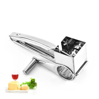 Cheese Grater | 3 Interchangeable Cutters | Stainless Steel & Comfort-Grip Handle | Easy Food Prep