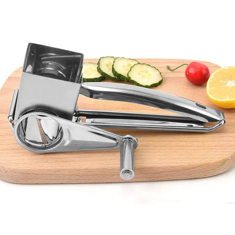 Cheese Grater | 3 Interchangeable Cutters | Stainless Steel & Comfort-Grip Handle | Easy Food Prep