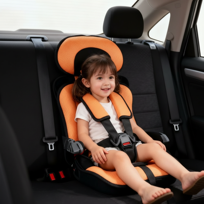 Child Booster Car Seat | Portable Foldable Travel Design | Five-Point Harness & Soft Cushioning