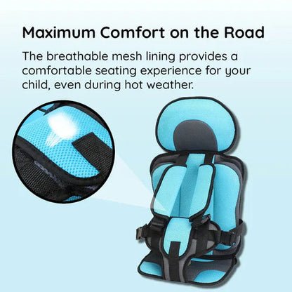 Child Booster Car Seat | Portable Foldable Travel Design | Five-Point Harness & Soft Cushioning