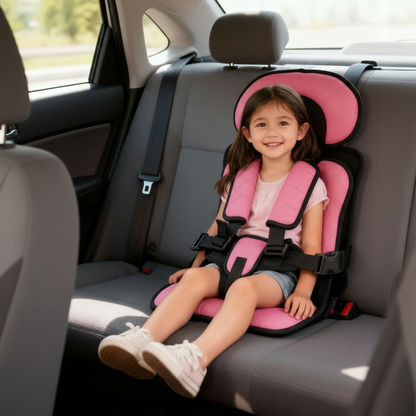 Child Booster Car Seat | Portable Foldable Travel Design | Five-Point Harness & Soft Cushioning