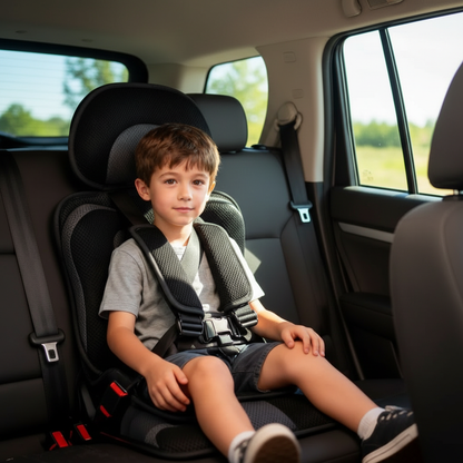 Child Booster Car Seat | Portable Foldable Travel Design | Five-Point Harness & Soft Cushioning
