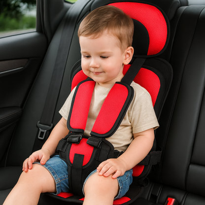 Child Booster Car Seat | Slim Portable Travel | Polyester Cotton Cover | Up to 132 lb