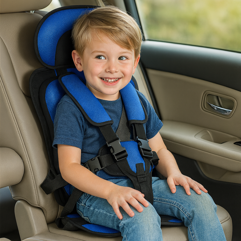 Child Booster Car Seat | Slim Portable Travel | Polyester Cotton Cover | Up to 132 lb
