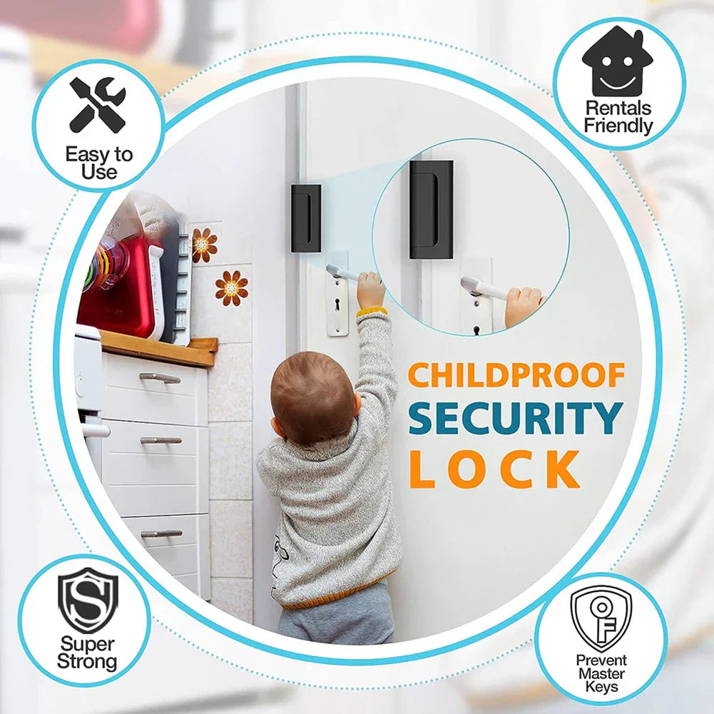 Childproof Door Latch | Reinforced Security 800 lb Strength | Aluminum Alloy | Easy Install