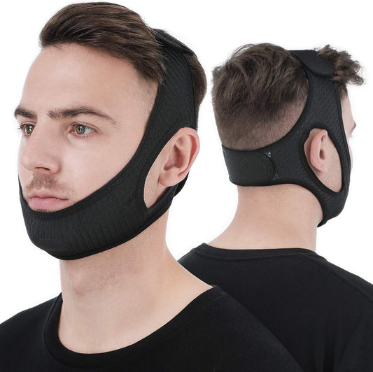Chin Strap for Sleep Apnea | Breathable Double-Layer Fabric | 6.2 in Adjustable Velcro Strap