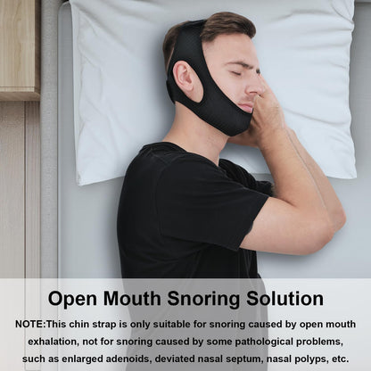 Chin Strap for Sleep Apnea | Breathable Double-Layer Fabric | 6.2 in Adjustable Velcro Strap