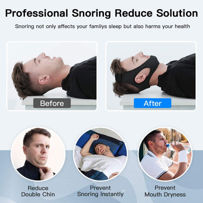 Chin Strap for Sleep Apnea | Breathable Double-Layer Fabric | 6.2 in Adjustable Velcro Strap