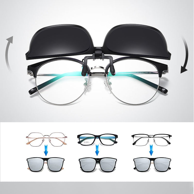 Clip-On Sunglasses | Flip-Up Design | Polarized UV400 Lenses | Lightweight Magnesium Frame
